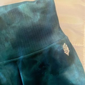 Free People Movement leggings seamless tie dye teal blue good karma high waisted